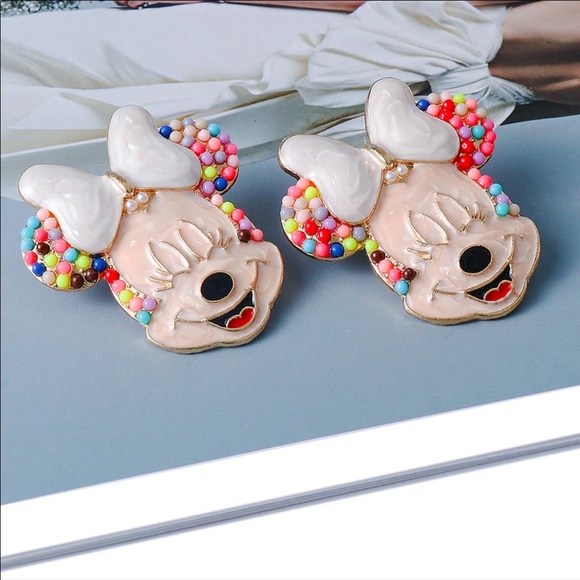NEW COLORFUL MINNIE MOUSE FACE STUD EARRINGS - Picture 4 of 7